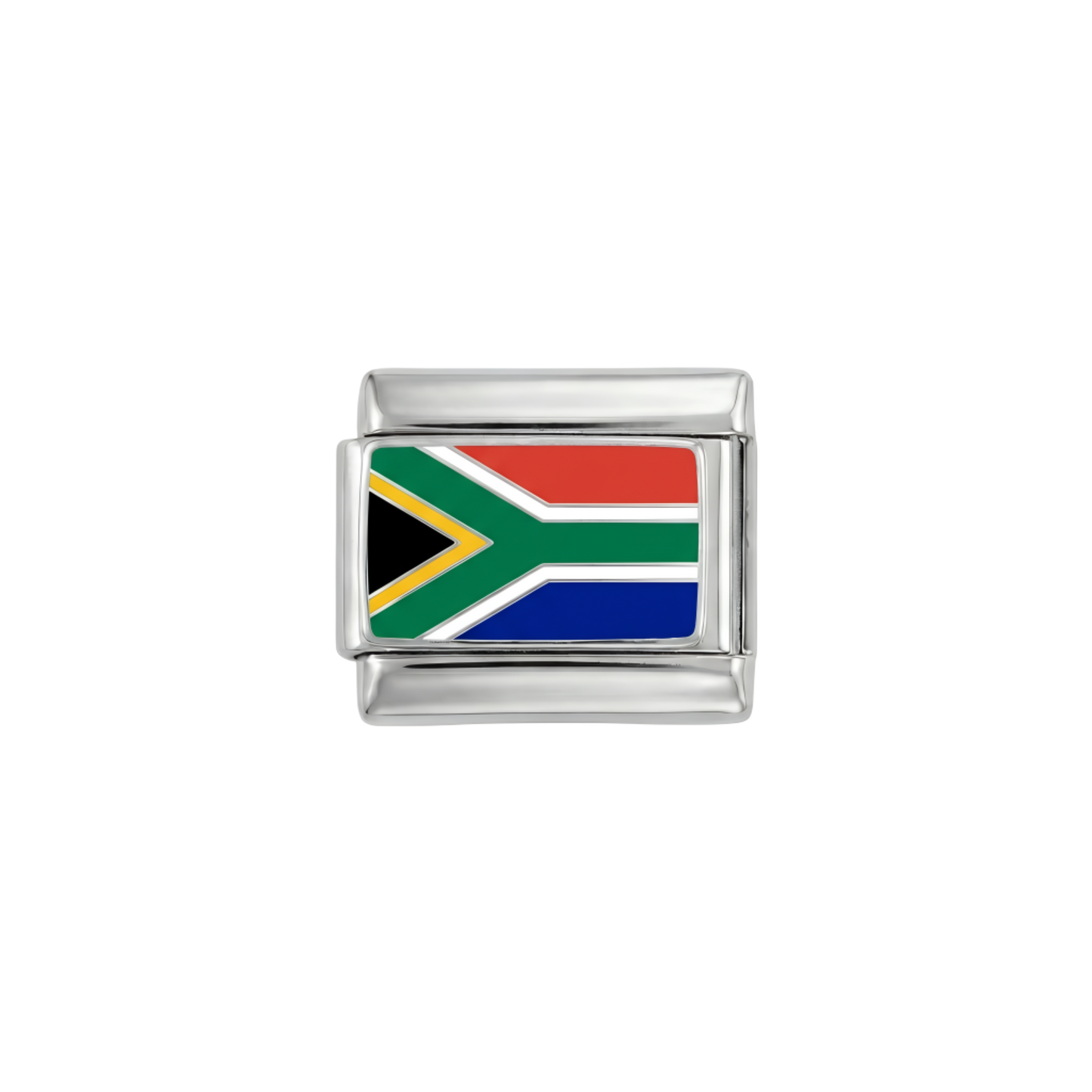South Africa Flag, on Silver
