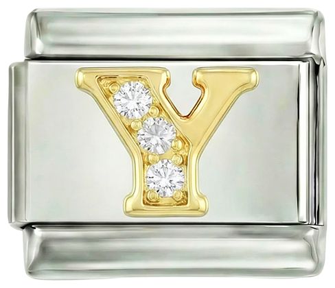 Letter Y in Gold with Stones, on Silver - Letter-Y-in-gold-with-stones-on-silver.png