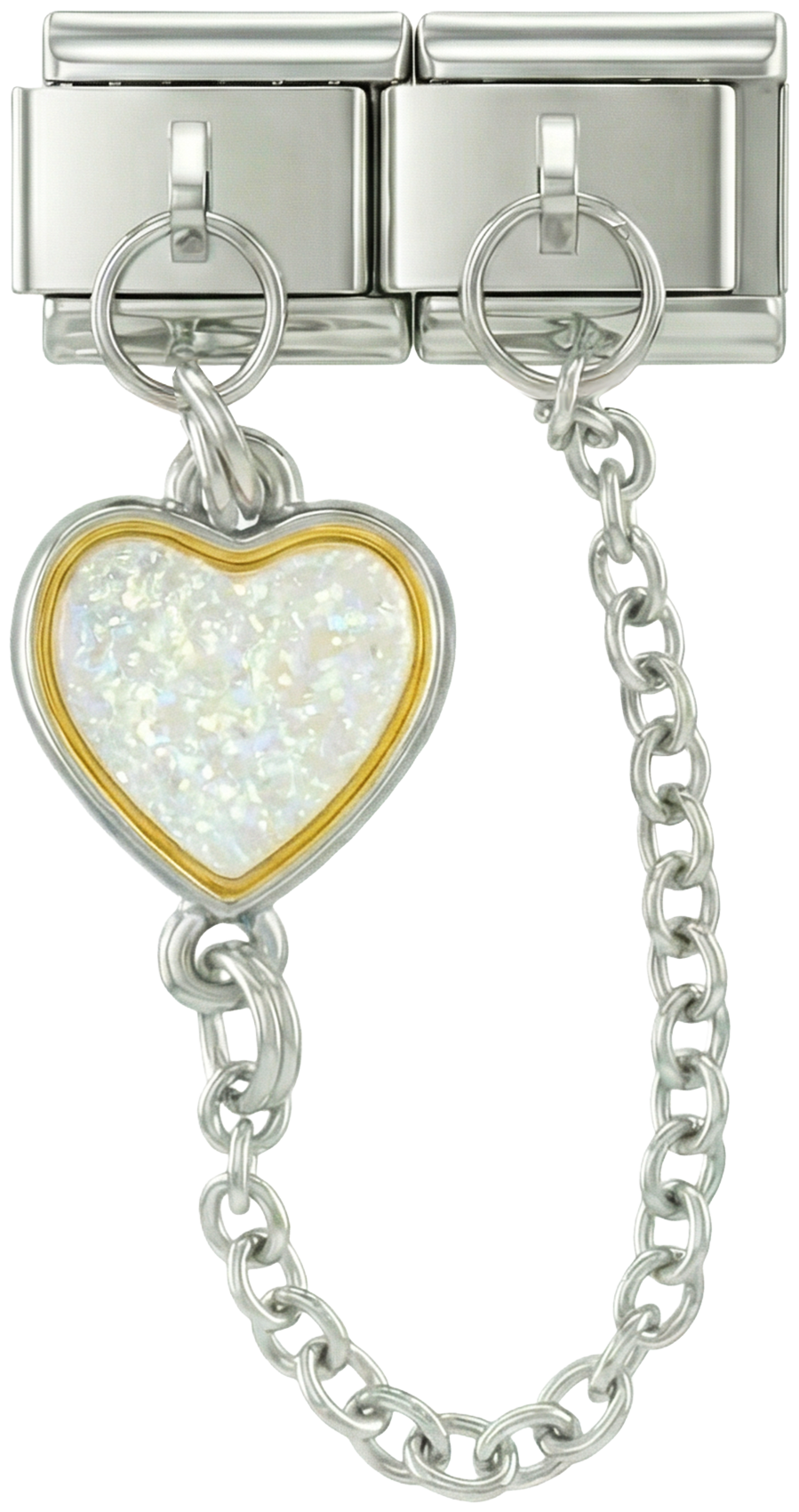 Cœur multicolore, Charms à double attache, en argent