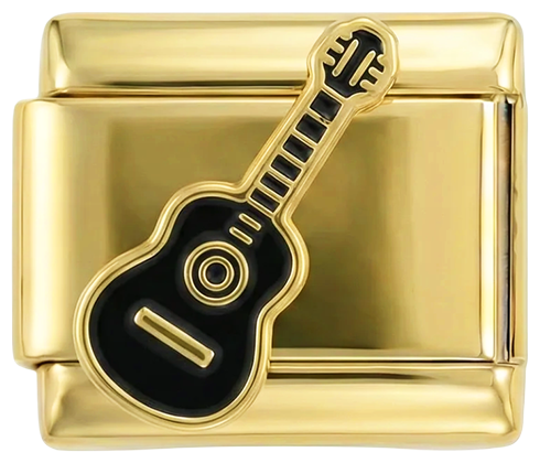 Black Acoustic Guitar on Gold - black-acoustic-guitar-on-silver.png
