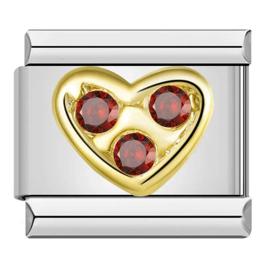 Gold Heart with Red Stone - Charms Official