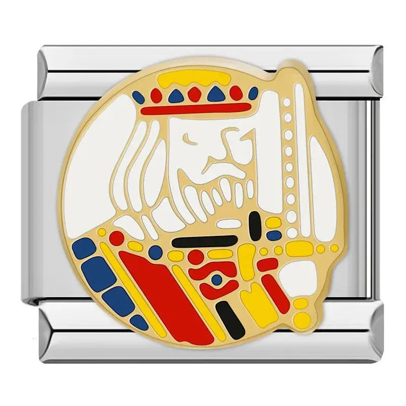 Gold King with Sword, on Silver - Charms Official