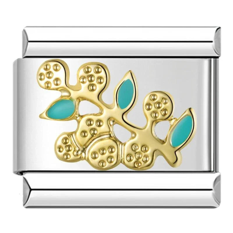 Gold Raspberry Bush and its Green Leaves - Charms Official