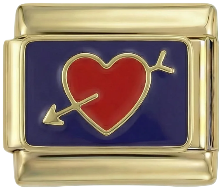 Red Heart Pierced with Gold Arrow on Gold - red-heart-pierced-with-gold-arrow-on-gold.png