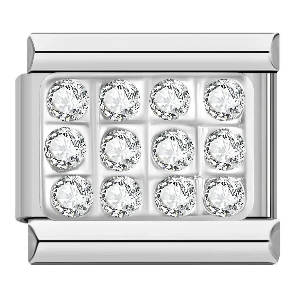 Silver Plate with White Stones - Charms Official