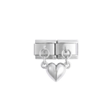 Cœur plein sur Double Charms suspendu sur argent
