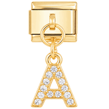 Letter A with stones, Hanging, on Gold