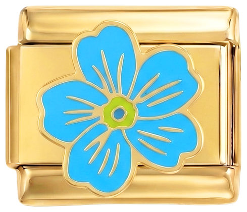 Fleur bleu clair sur fond doré