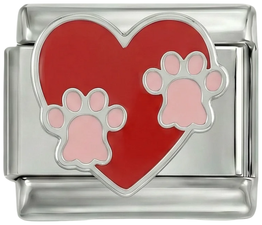 Pink Paw Prints in Red Heart on Silver - Pink-Paw-Prints-in-Red-Heart-on-Silver.png