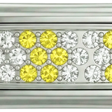 Plaque d'argent avec pierres jaunes et blanches, double, sur argent
