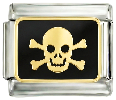 À AJOUTER - Tête de mort et tibias croisés sur fond argenté