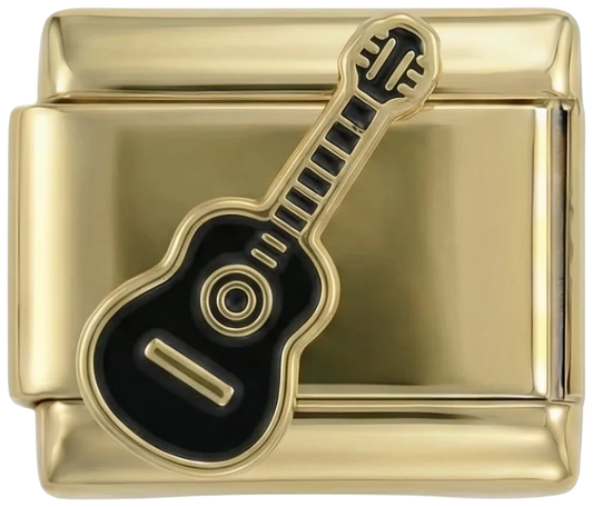 Black Acoustic Guitar on Gold - black-acoustic-guitar-on-silver.png