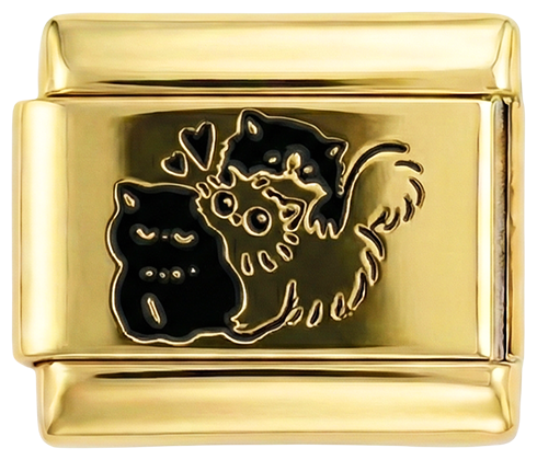 3 chats qui se font un câlin sur or