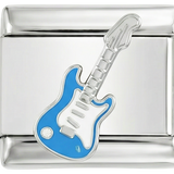 Guitare électrique bleue sur argent