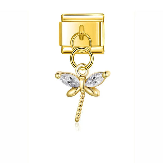 Dragonfly with Large Stones, on Gold - Charms Official