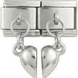 Cœur plein sur Double Charms suspendu sur argent