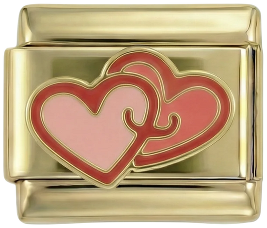 Hugging Pink Hearts on Gold - hugging-pink-hearts-on-gold.png