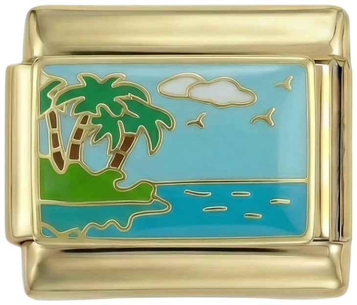 Island with Palm Trees by Sea on Gold - island-with-palm-trees-by-sea-on-gold.png