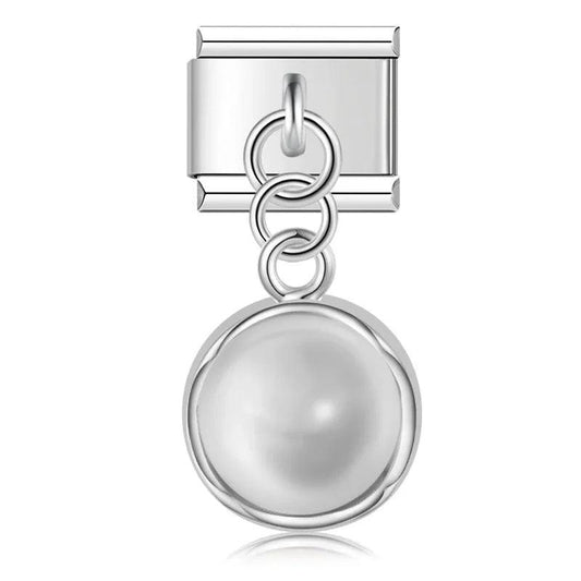 Pastel White Pearl, on Silver - Charms Official