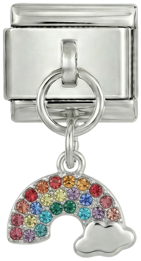 Rainbow with Cloud and Stones, on Silver - rainbow-with-cloud-and-star-on-silver.png