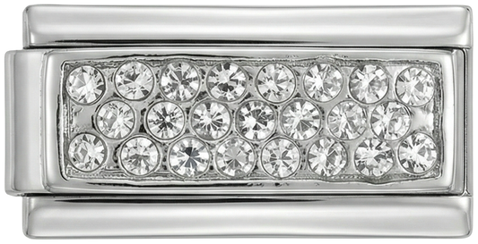 Silver Plate with White Stones, Double, on Silver - silver-plate-with-white-stones-double-on-silver.png